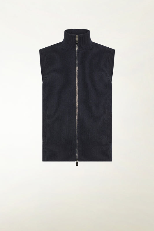 Gilet in cashmere blu