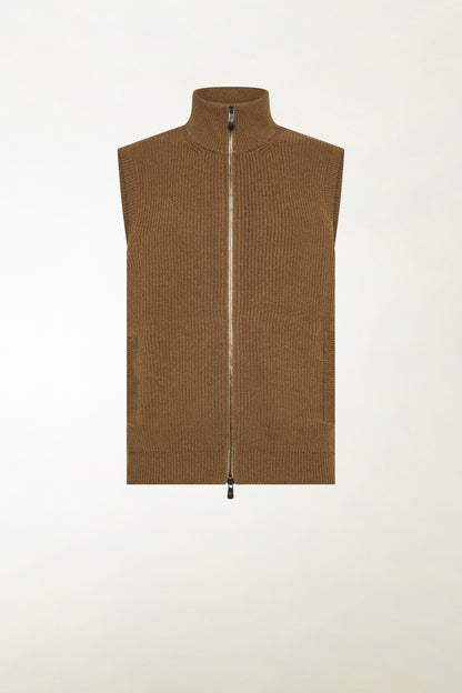 Gilet in cashmere cammello
