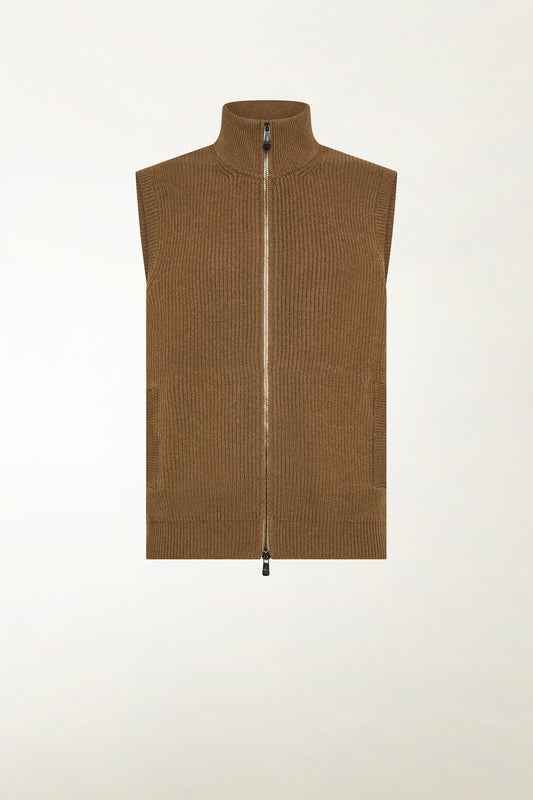 Gilet in cashmere cammello