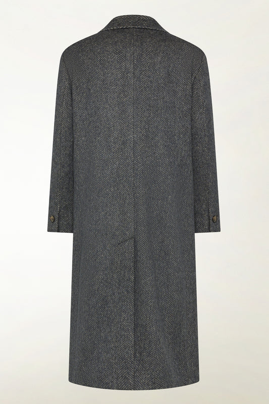 Double-breasted wool and silk coat in gray - Men's Outerwear | PIACENZA 1733