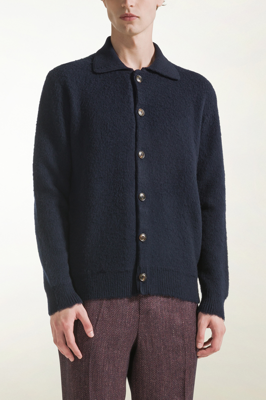 Black wool cardigan - Men's Overshirt | PIACENZA 1733