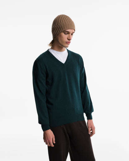 Scollo a V in puro Cashmere verde