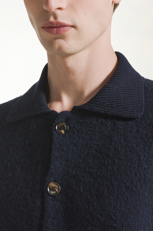 Black wool cardigan - Men's Overshirt | PIACENZA 1733