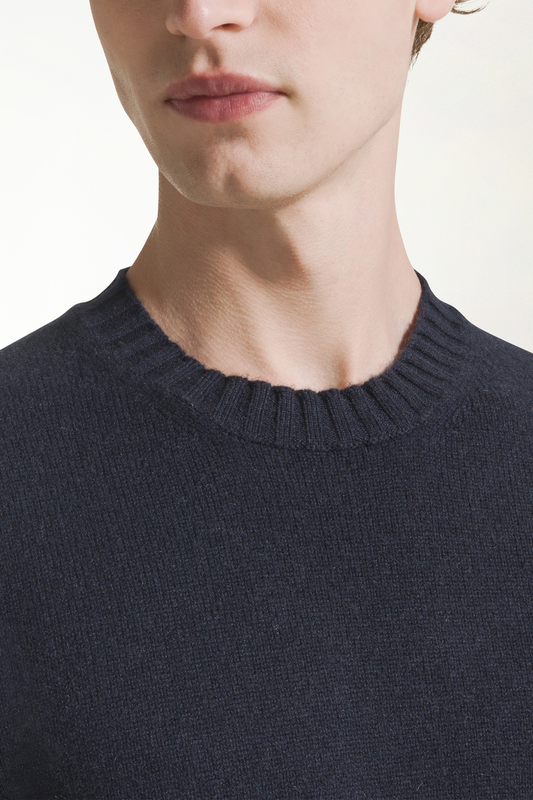 Girocollo in cashmere e seta blu - Maglieria in Fibre Pregiate Miste Uomo | PIACENZA 1733