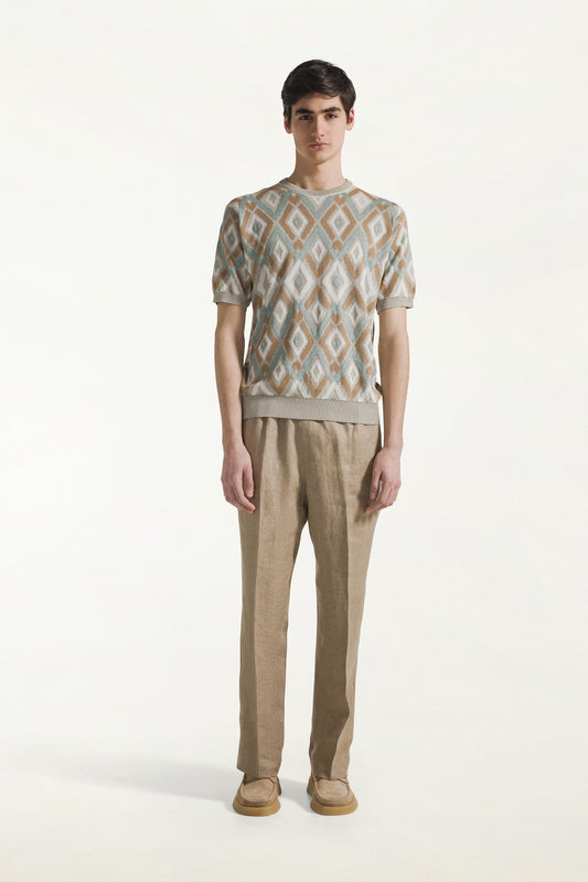 Pantalone beige spigato