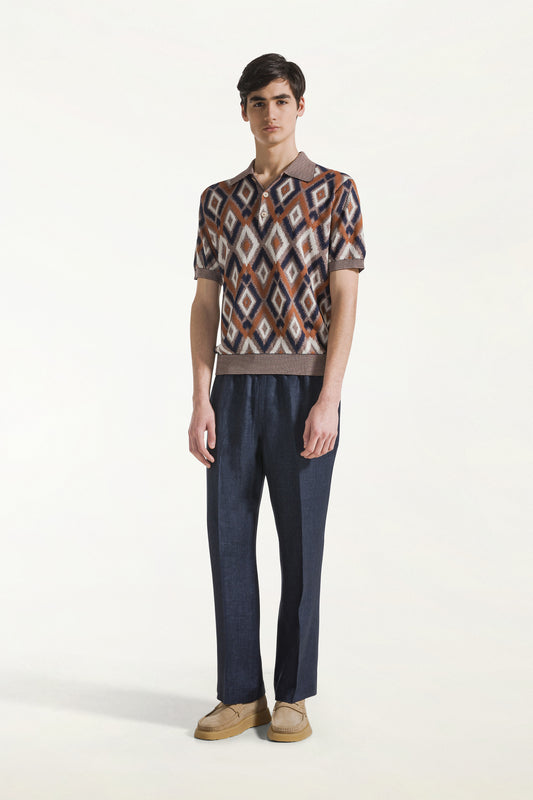 Pantalone blu in lino
