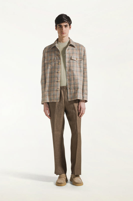 Pantalone in lino marrone