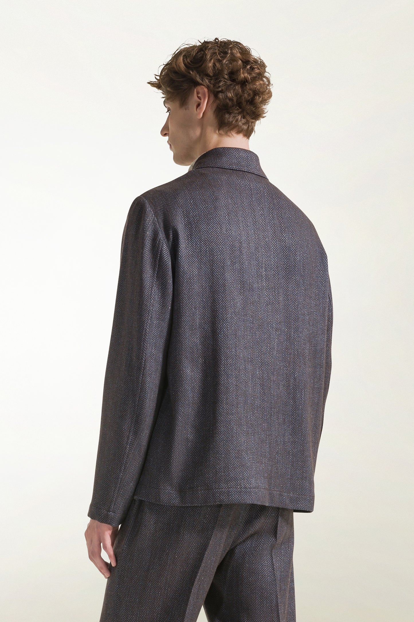Blue and light blue herringbone overshirt
