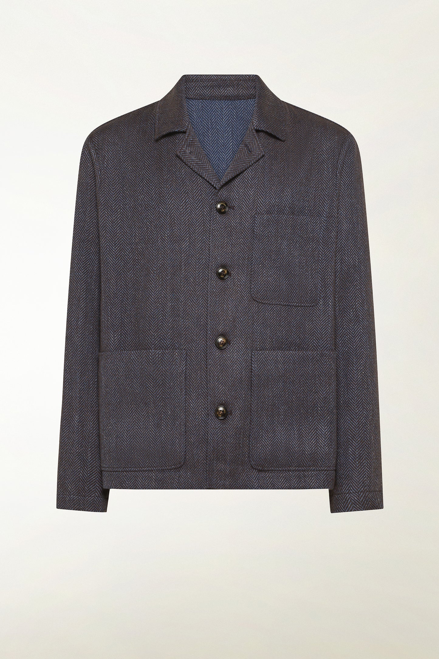 Blue and light blue herringbone overshirt