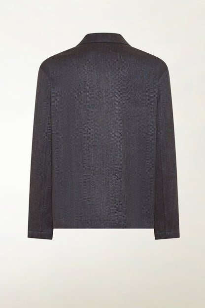 Blue and light blue herringbone overshirt