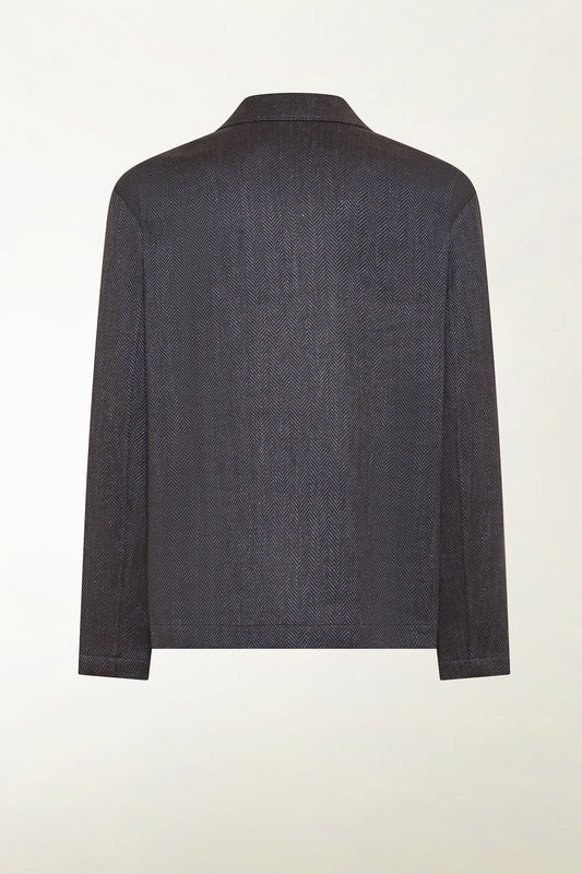 Blue and light blue herringbone overshirt - Best selling products | PIACENZA 1733