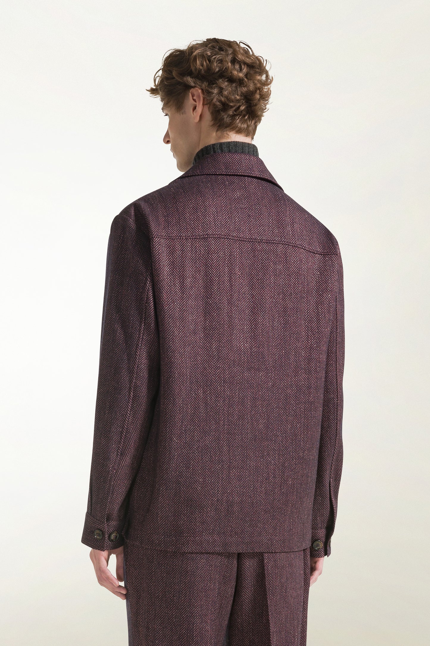 Blue and red herringbone overshirt