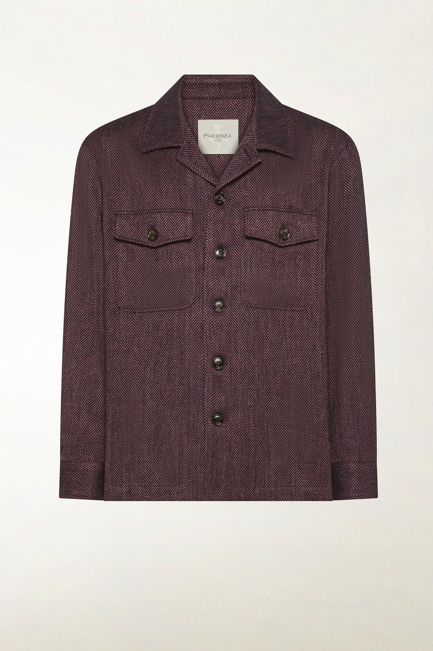 Blue and red herringbone overshirt