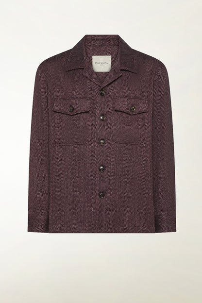 Blue and red herringbone overshirt