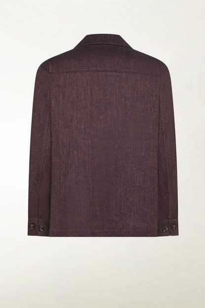 Blue and red herringbone overshirt