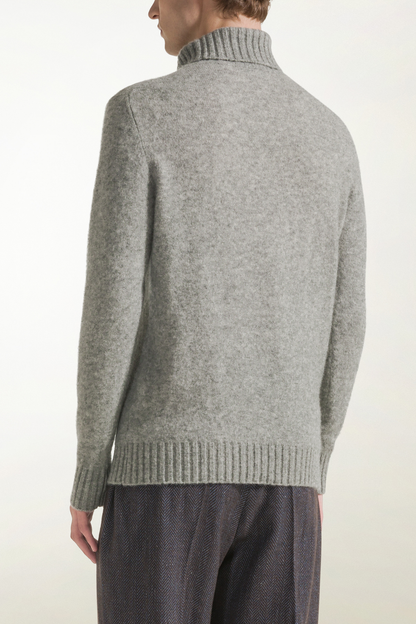 Light gray cashmere and silk turtleneck | PIACENZA 1733