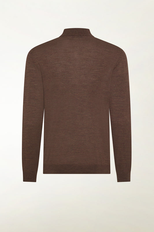 Lightweight brown merino wool turtleneck sweater - FW | PIACENZA 1733