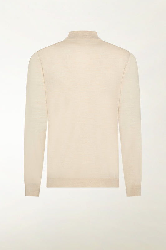 Lightweight merino wool turtleneck sweater in natural color - FW | PIACENZA 1733