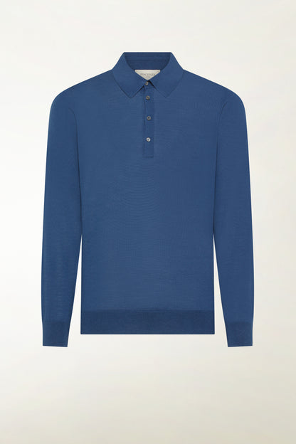 Polo lana merino super fine blu