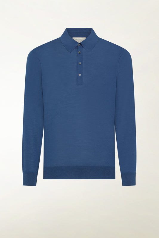 Polo lana merino super fine blu