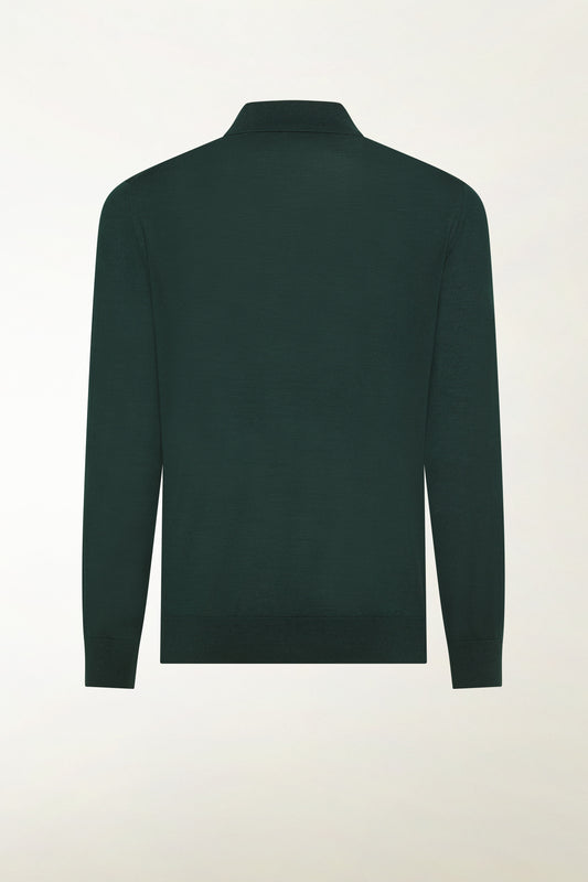 Lightweight dark green merino wool polo shirt - Knitwear | PIACENZA 1733