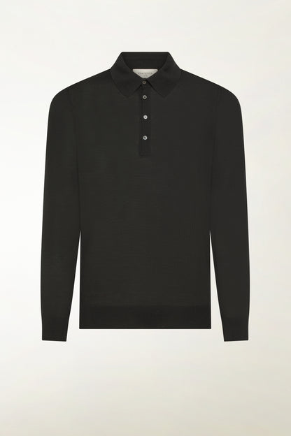 Polo lana merino super fine nero