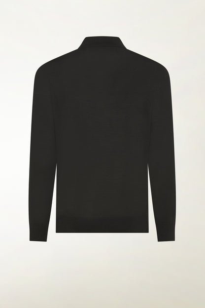 Polo lana merino super fine nero