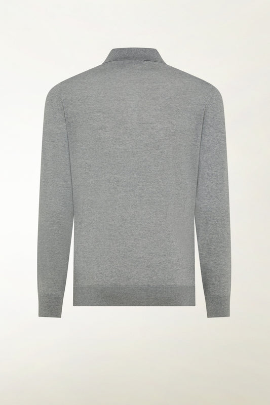Lightweight merino wool polo shirt in grey - Iconic | PIACENZA 1733