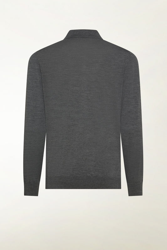 Lightweight merino wool polo shirt in anthracite color - Men's Merino Wool Knitwear | PIACENZA 1733