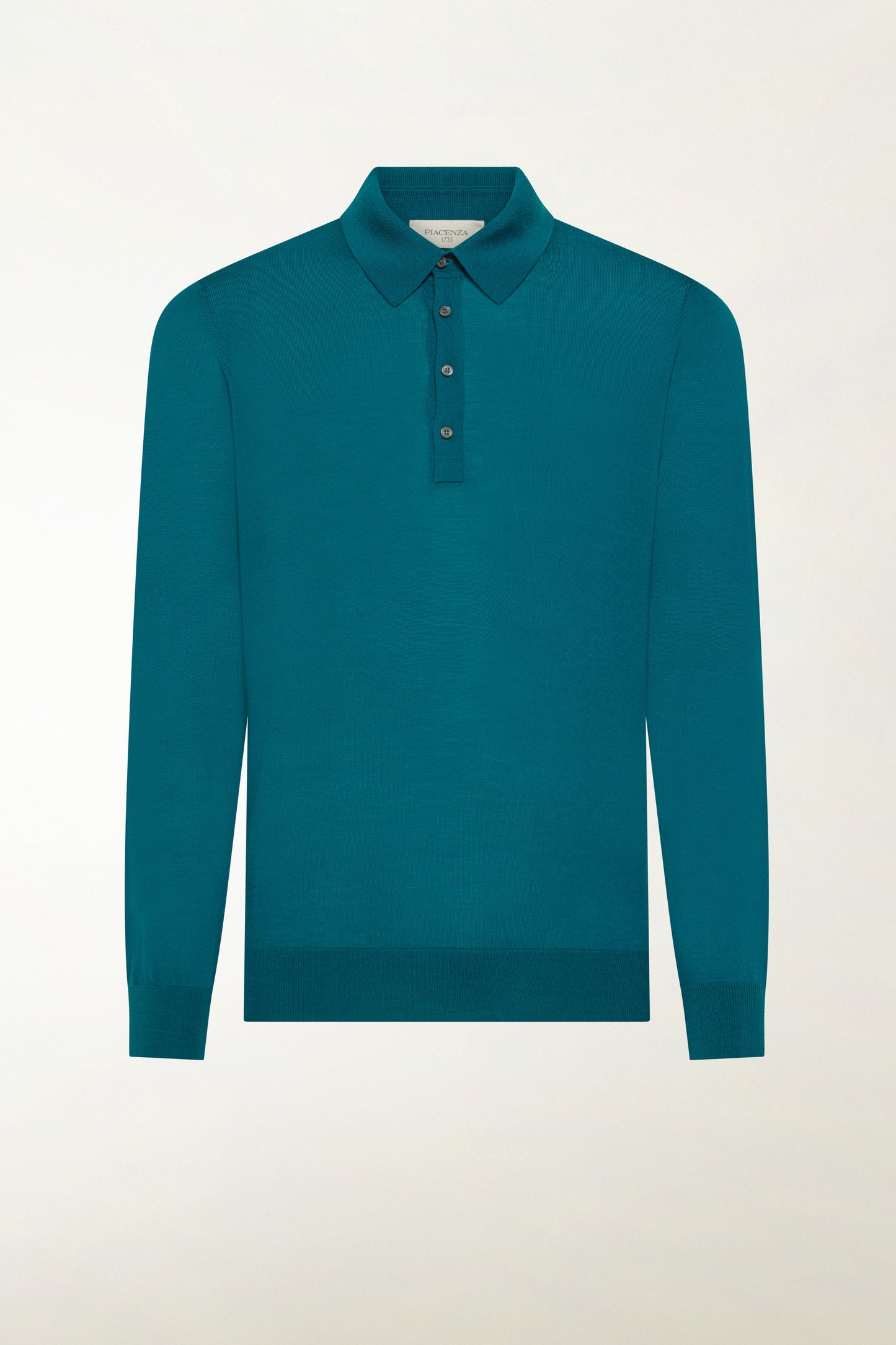 Polo lana merino super fine petrolio