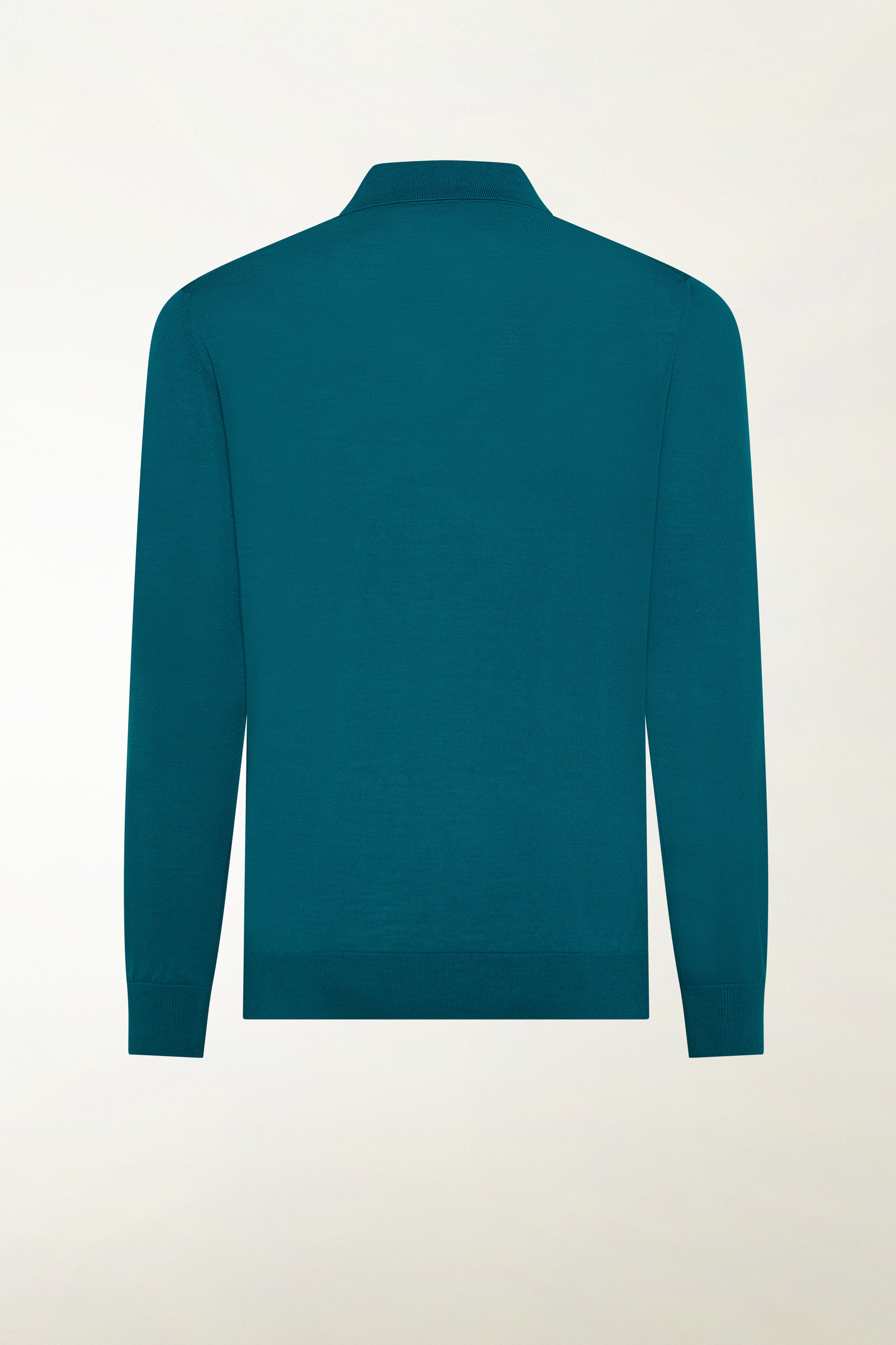 Super fine petrol merino wool polo shirt