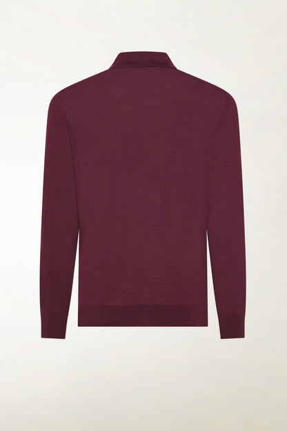 Polo lana merino super fine bordeaux