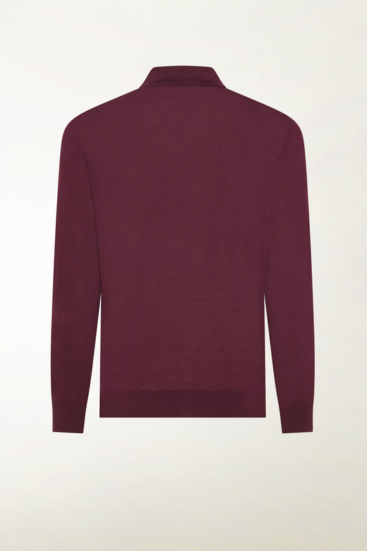 Lightweight polo shirt in merino wool in burgundy - Men's Merino Wool Knitwear | PIACENZA 1733