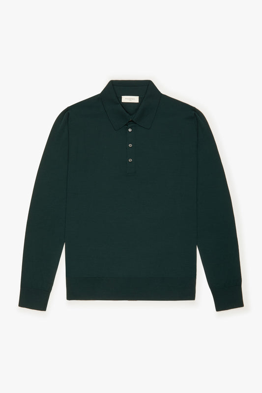 Polo lana merino super fine verde scuro