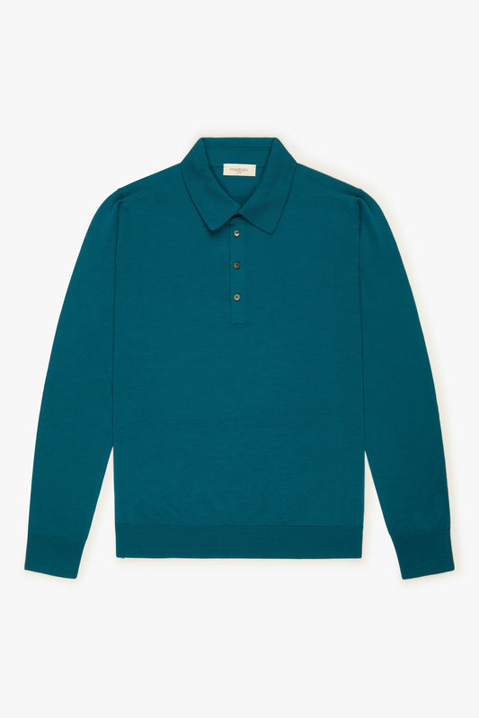 Polo lana merino super fine petrolio