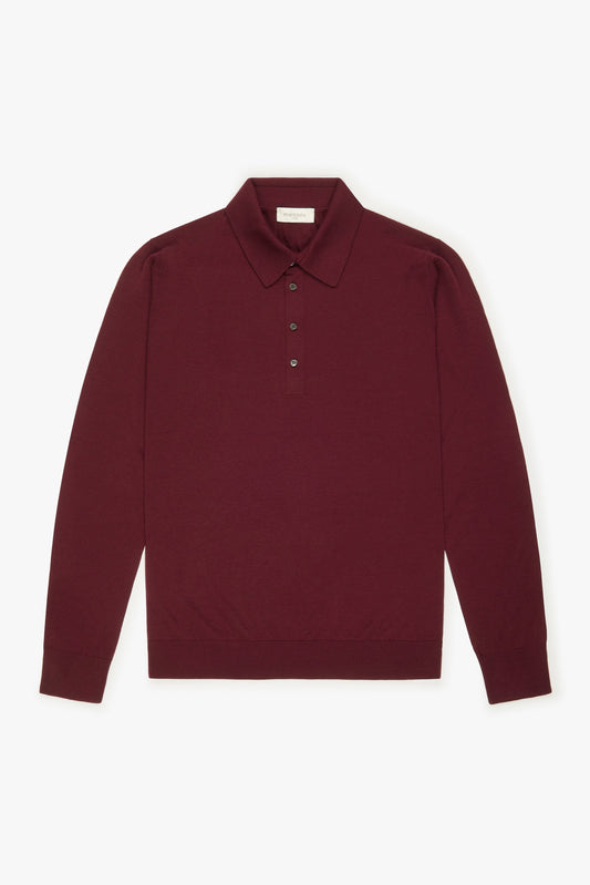 Polo lana merino super fine bordeaux