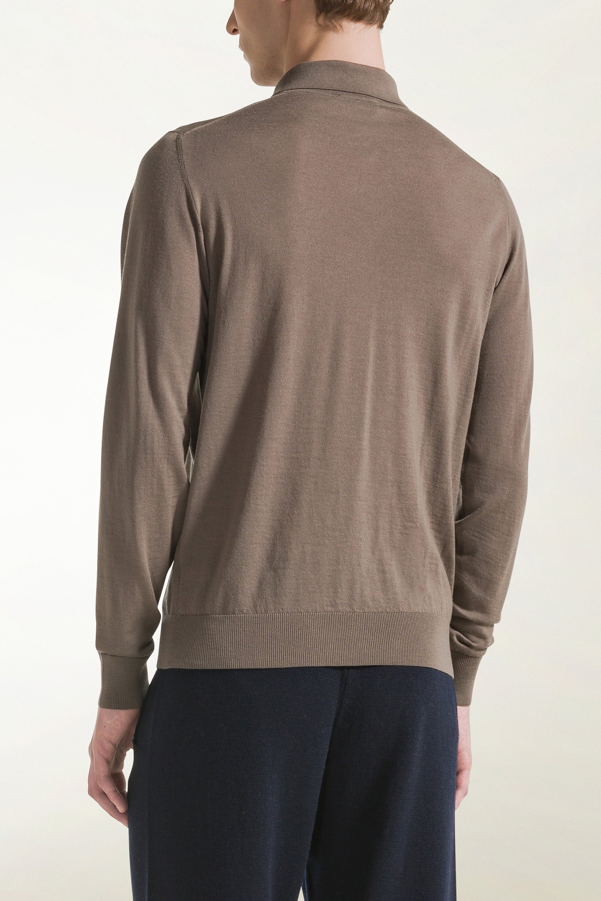 Lightweight polo shirt in hazelnut-colored merino wool | PIACENZA 1733