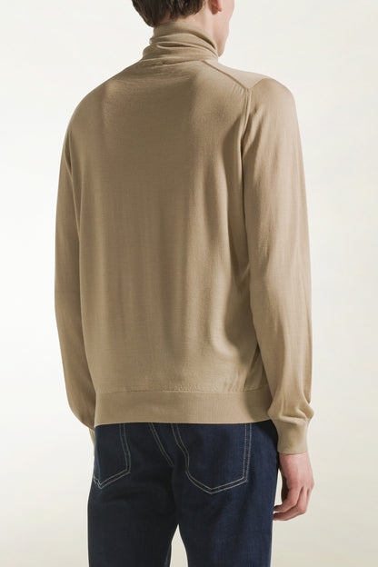 Lightweight turtleneck in natural-colored merino wool | PIACENZA 1733
