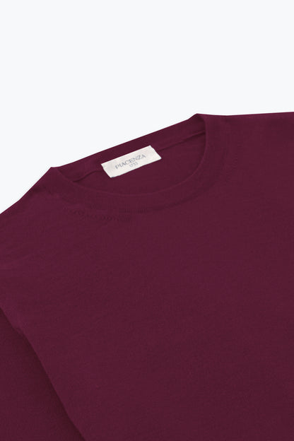 CREW NECK IN BURGUNDY WOOL