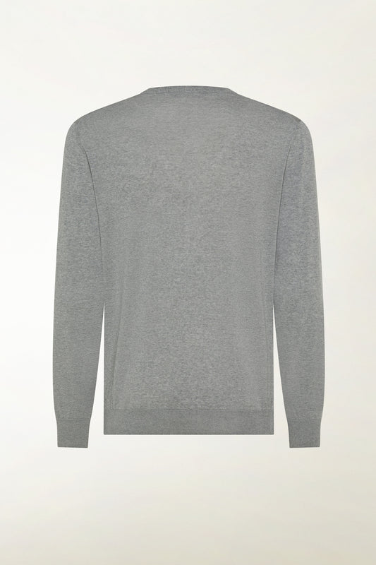 Lightweight V-neck sweater in merino wool in grey - Iconic | PIACENZA 1733