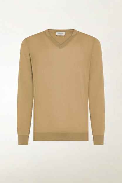 Lightweight V-neck in natural merino wool | PIACENZA 1733