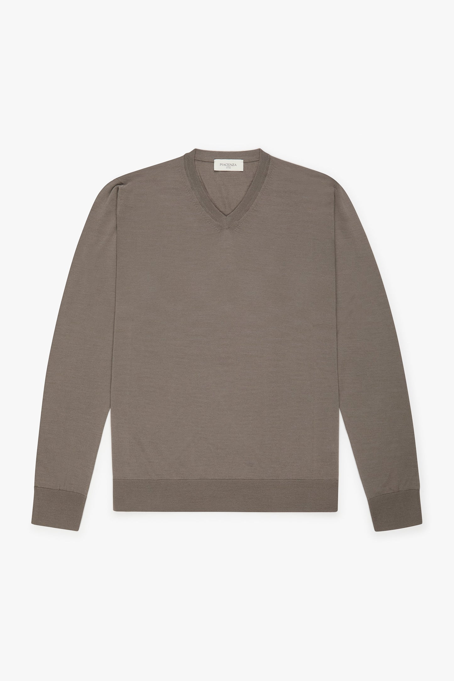 V-neck super fine hazelnut merino wool
