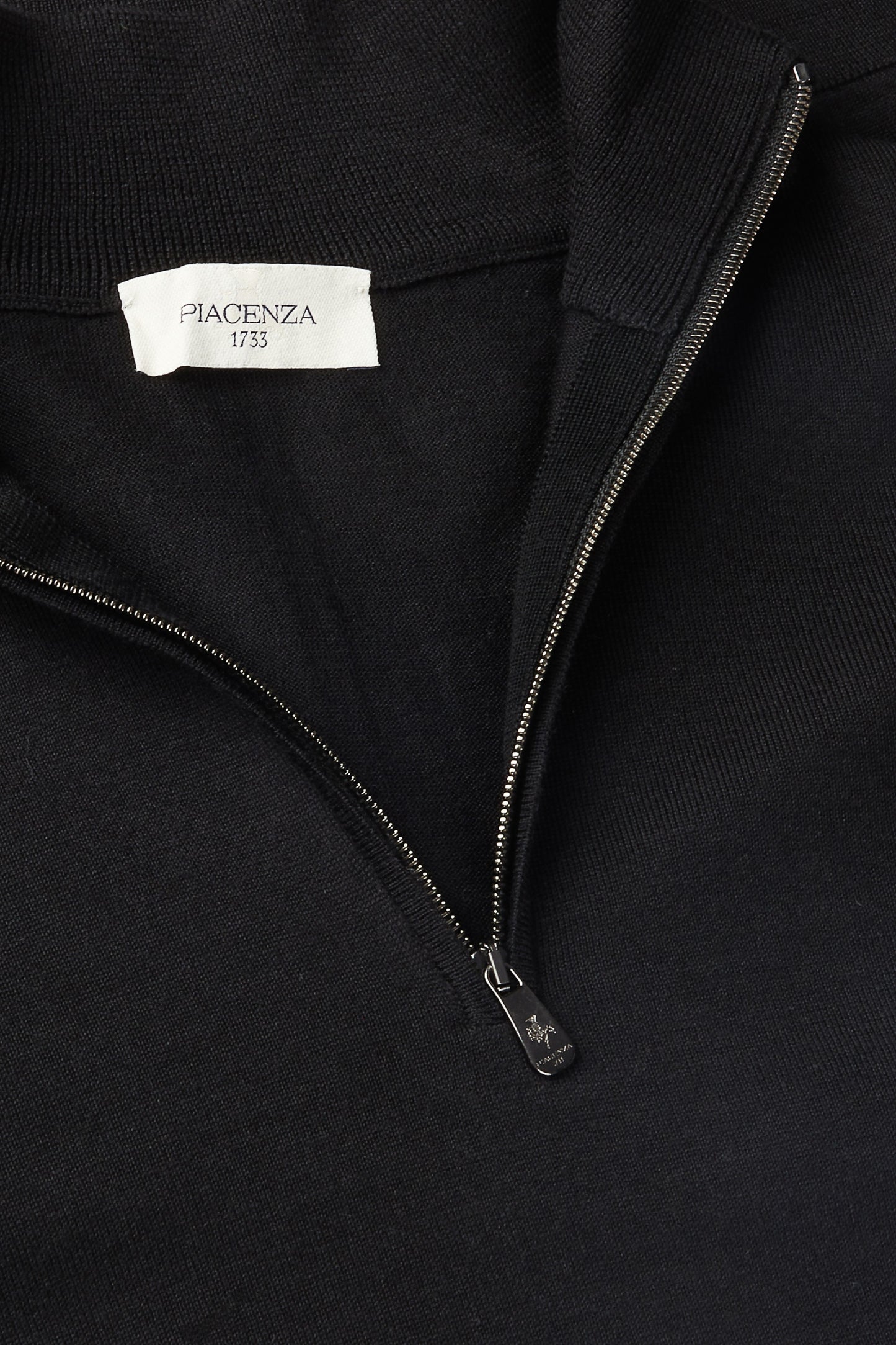 Zip turtleneck in super fine black merino wool
