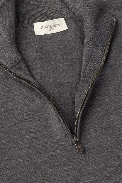 Lupetto Zip lana merino super fine antracite
