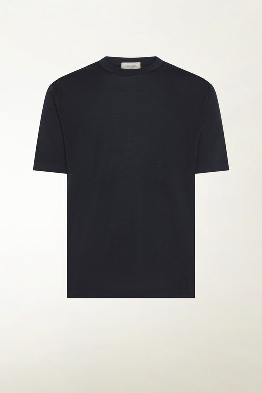 Lightweight merino wool T-shirt in blue - Men's Merino Wool Knitwear | PIACENZA 1733