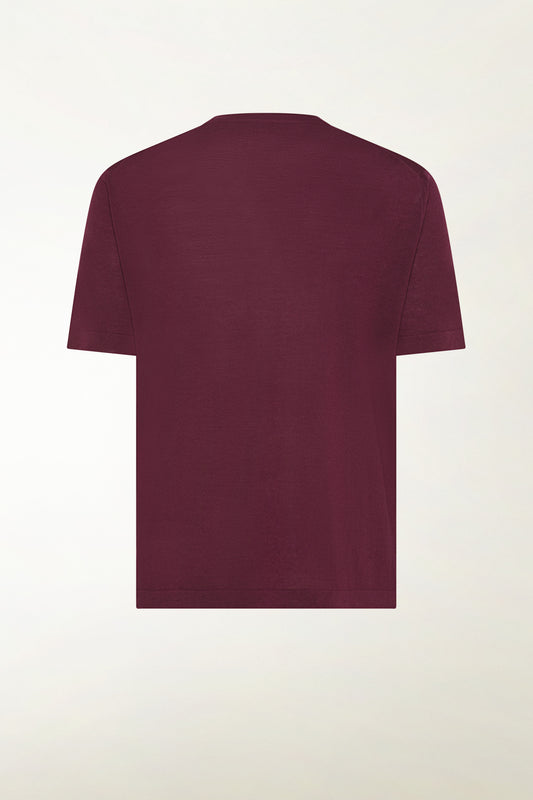 Lightweight merino wool T-shirt in burgundy color - Men's Merino Wool Knitwear | PIACENZA 1733