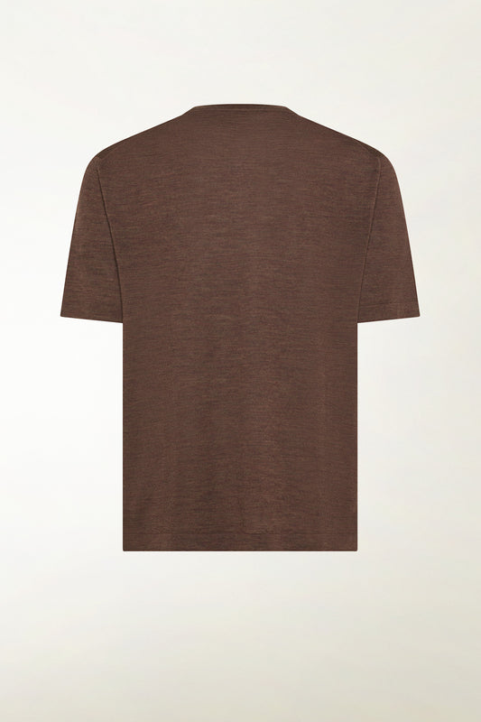 Lightweight merino wool T-shirt in brown - Men's Merino Wool Knitwear | PIACENZA 1733