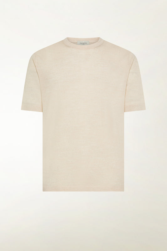 Lightweight merino wool T-shirt in natural color - Men's Merino Wool Knitwear | PIACENZA 1733