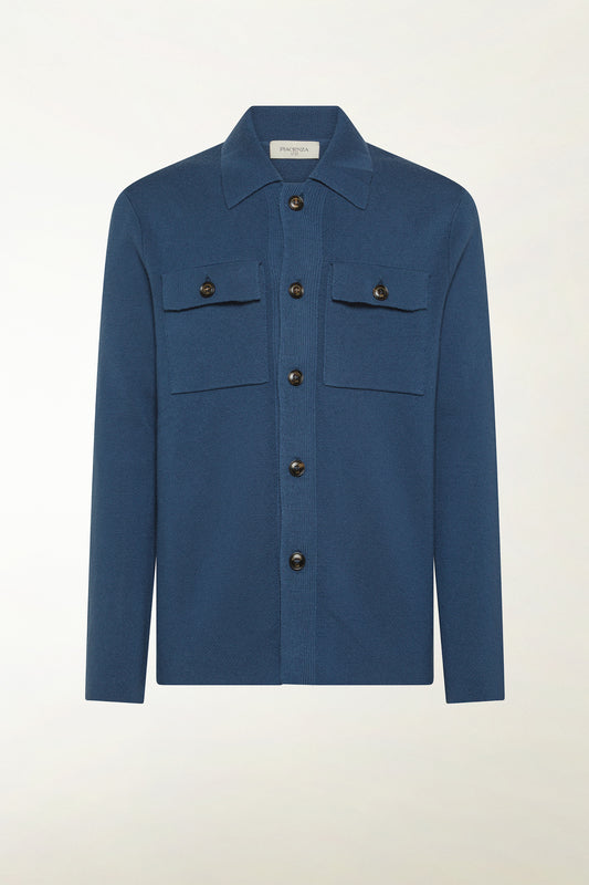 Blue wool jacket - Men's Overshirt | PIACENZA 1733
