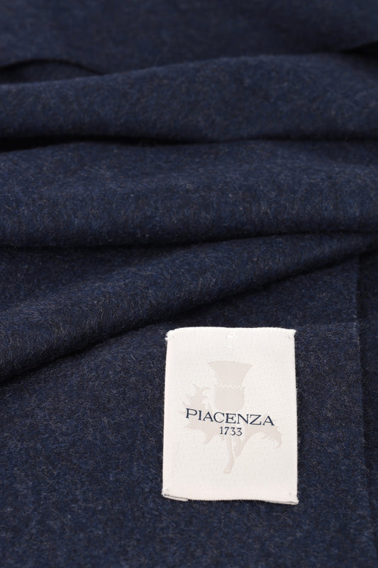 Dark Blue Melange Cashmere Scarf - Embroidery | PIACENZA 1733